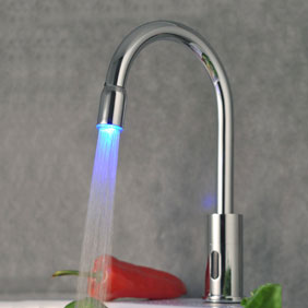 Contemporary Sensor Tap Automatic Touchless Chrome LED Kitchen Tap T0108F - Click Image to Close