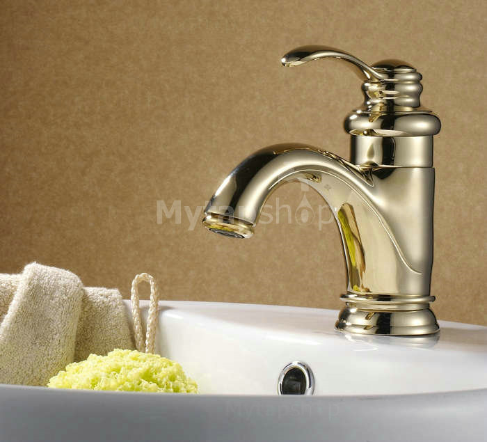 Ti-PVD Single Handle Centerset Bathroom Sink Tap TP0405G - Click Image to Close