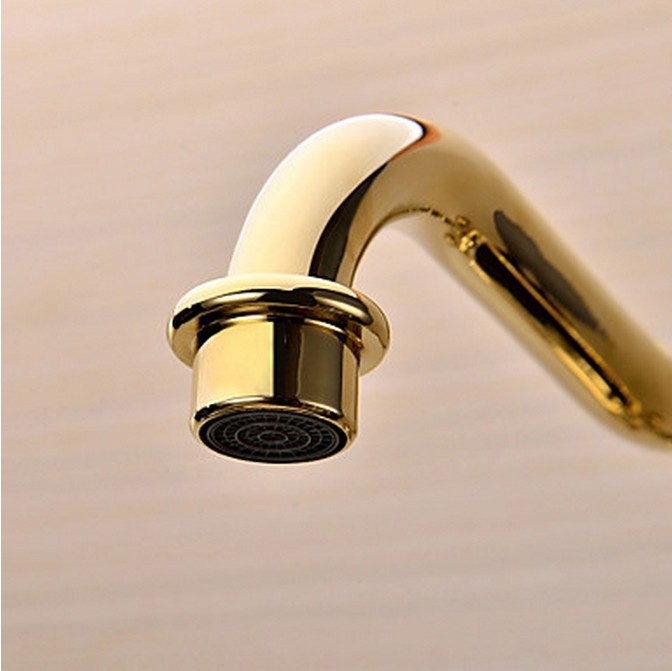 Ti-PVD Finish Solid Brass Wall Mount Centerset Kitchen Tap T0415G - Click Image to Close