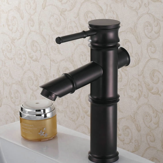 Oil-rubbed Bronze Finish Bathroom Sink Tap -Bamboo Shape Design T0418B