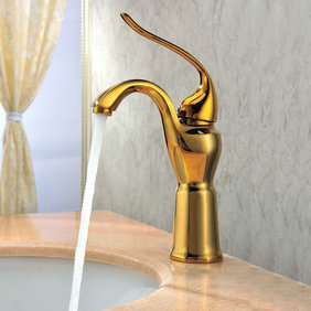 Classic Ti-PVD Finish Solid Brass Bathroom Sink Tap T0420G