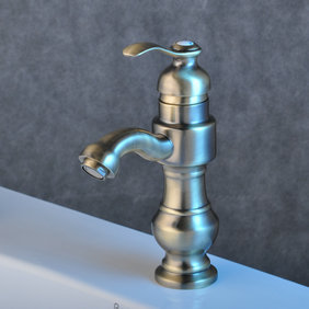 Solid Brass Bathroom Sink Tap - Nickel Brushed Finish T0427N - Click Image to Close