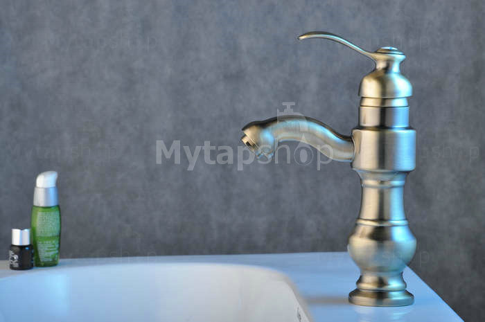 Solid Brass Bathroom Sink Tap - Nickel Brushed Finish T0427N