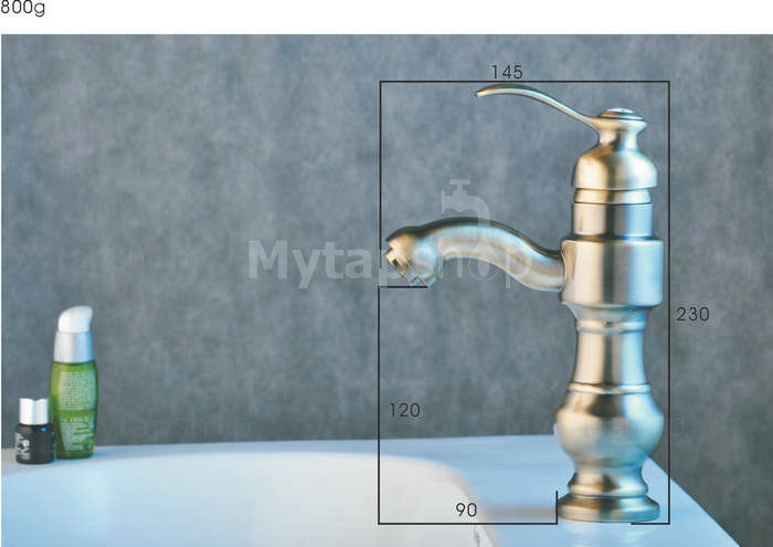 Solid Brass Bathroom Sink Tap - Nickel Brushed Finish T0427N - Click Image to Close