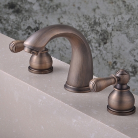 Antique Brass Widespread Two Handles Bathroom Sink Tap T0451