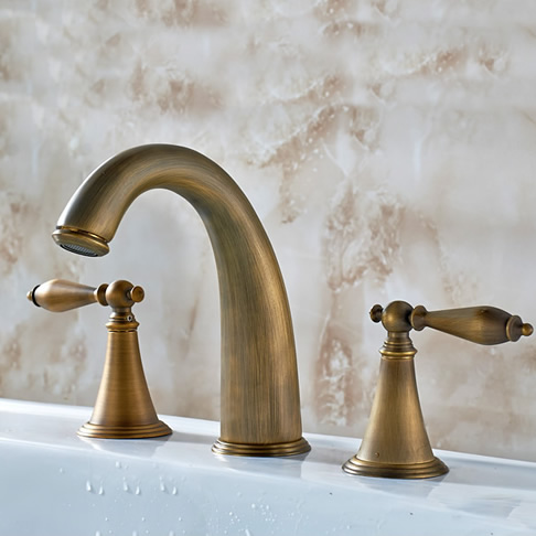 Antique Brass Finish Widespread Bathroom Sink Tap T0453A