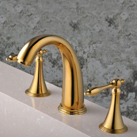 Ti-PVD Widespread Two Handles Bathroom Sink Tap T0453G - Click Image to Close