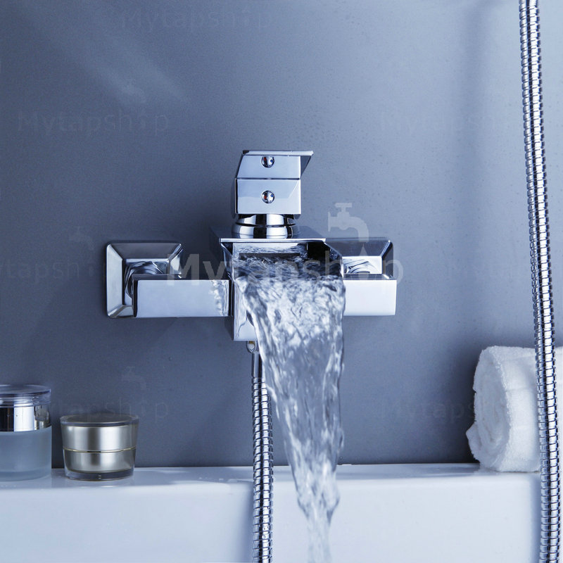 Contemporary Single Handle Wall Mount Waterfall Tub Tap T0510W