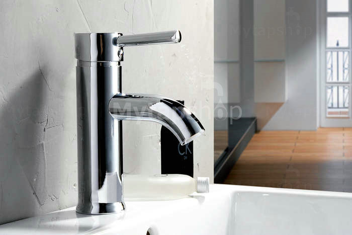 Centerset Contemporary Chrome Finished Single Handle Solid Brass Bathroom Sink Tap T0515 - Click Image to Close
