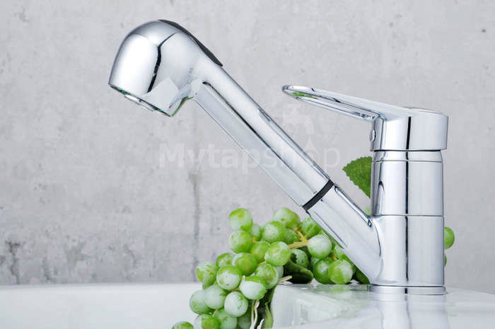 Solid Brass Pull Out Kitchen Tap Chrome Finish T0544 - Click Image to Close