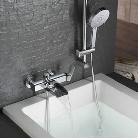 Contemporary Single Handle Wall-mount Waterfall Shower Set Tap - T0556W - Click Image to Close