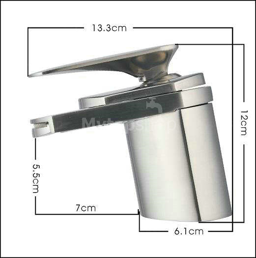 Single Handle Chrome Centerset Waterfall Bathroom Sink Tap (T0701) - Click Image to Close