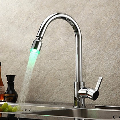 Color Changing LED Solid Brass Kitchen Tap T0744F
