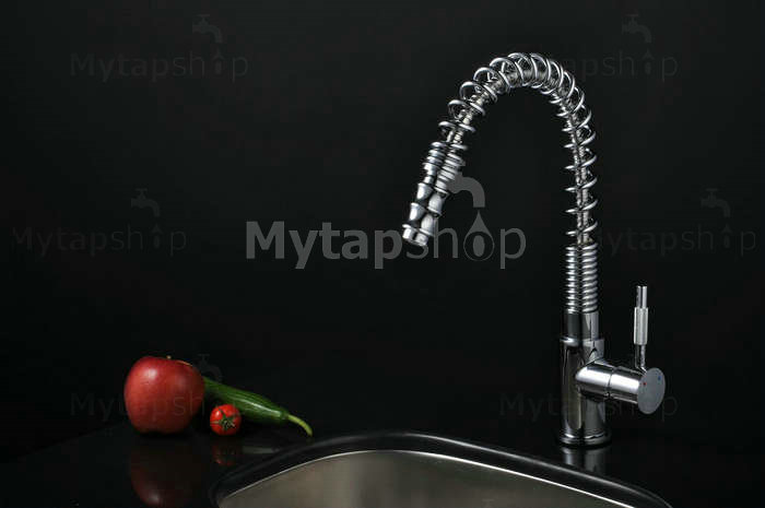 Chrome Single Handle Pull Down Centerset Kitchen Tap T0781F - Click Image to Close