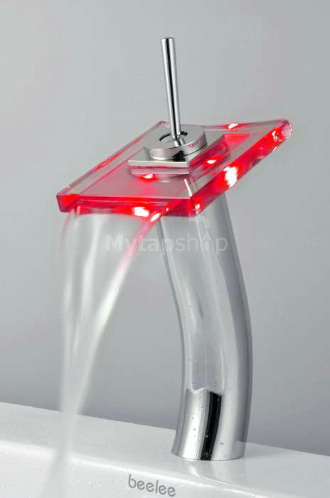Contemporary Single Handle Waterfall LED Bathroom Sink Tap T0801HF - Click Image to Close