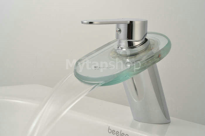 Contemporary Waterfall Single Handle Centerset LED Bathroom Sink Tap - T0802F