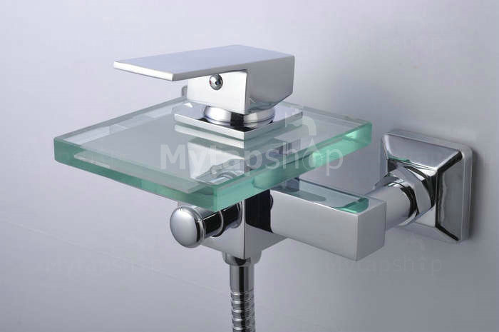 Waterfall Tub Tap with Glass Spout Wall Mount T0815W