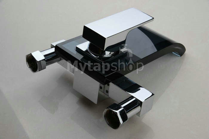 Contemporary Tub Tap with Glass Spout (Wall Mount) T0822WB - Click Image to Close