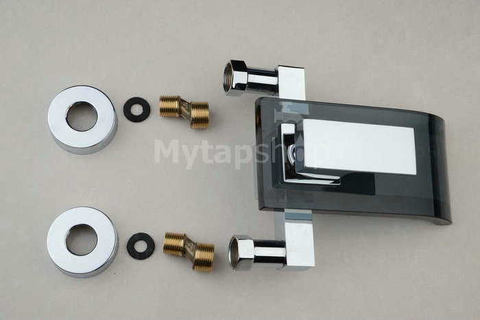 Contemporary Tub Tap with Glass Spout (Wall Mount) T0822WB - Click Image to Close