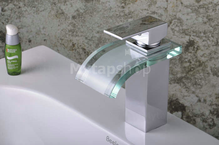 Single Handle Chrome Waterfall Bathroom Sink Tap T0822 - Click Image to Close