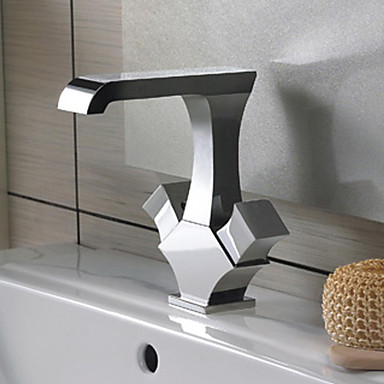Contemporary Solid Brass Bathroom Sink Tap - Chrome Finish T1303