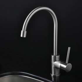 Nickel Brushed Single Handle Kitchen Tap (T1703S) - Click Image to Close