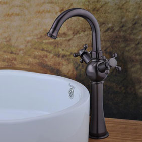 Oil Rubbed Bronze Double Handle Centerset Antique Bathroom Sink Tap T1808B