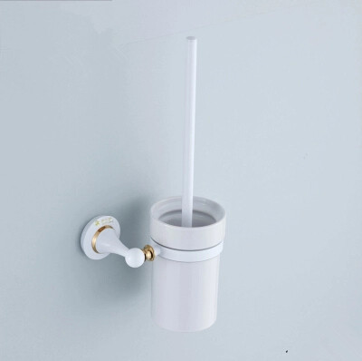 Brass Roasted white Porcelain Bathroom Toilet Brush Holder TCB4189 - Click Image to Close