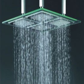 Contemporary 18 Inch LED Rainfall Glass Shower Head - T322