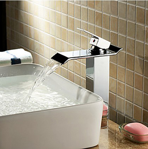 Contemporary Brass Bathroom Sink Tap - Chrome Finish (Tall) T6001H - Click Image to Close