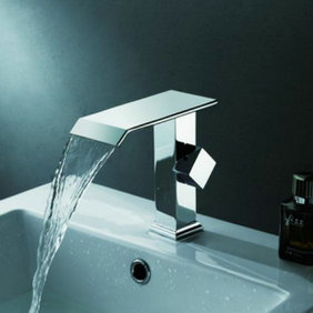 Contemporary Brass Waterfall Bathroom Sink Tap(Chrome Finish)T8017