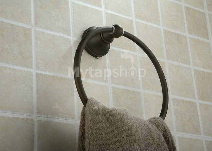 Black Rubbed Bronze Round Towel Ring TAB1007 - Click Image to Close