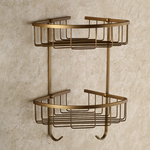 Antique Elegant Double Shelves Brass Material Bathroom Shelf AB6050