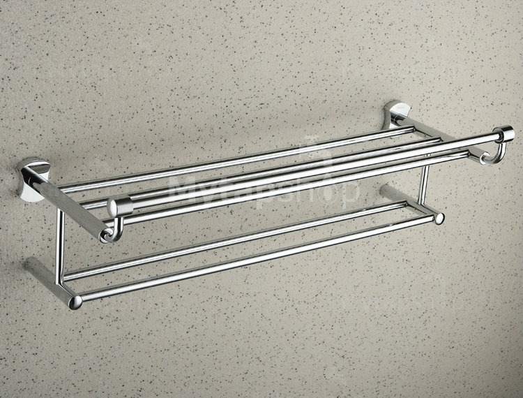 Chrome Finish Bathroom Rack With Towel Bar TCB2004 - Click Image to Close