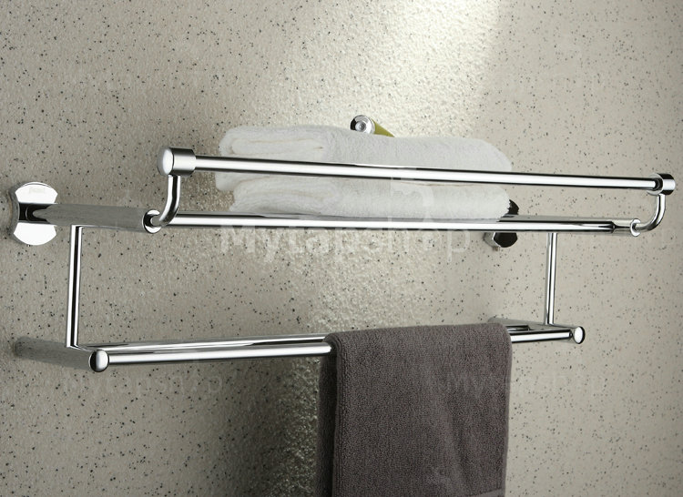 Chrome Finish Bathroom Rack With Towel Bar TCB2004 - Click Image to Close
