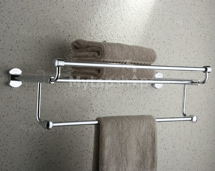Chrome Finish Bathroom Rack With Towel Bar TCB2007 - Click Image to Close