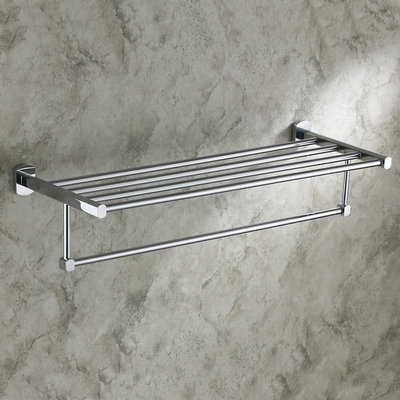 Solid Brass Chrome Finishd Bathroom Shelf With Towel Bar TCB7303 - Click Image to Close