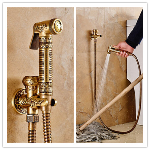 Antique Brass Luxurious Carving New Design Bidet Tap DB1580 - Click Image to Close