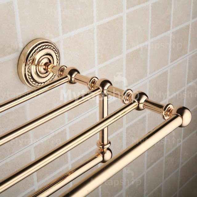 Ti-PVD Solid Brass 24 Inch Bathroom Shelf With Towel Bar TGB2004 - Click Image to Close