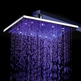 Contemporary 8 inch Brass Color Changing LED Light Shower Head HB8F