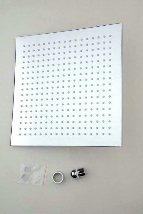 Contemporary Square Chrome Stainless Steel Faint LED Light Shower Head HB12F