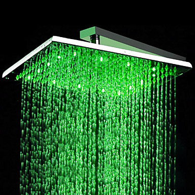 Contemporary 16 inch Stainless Steel Color Changing LED Light Shower Head - HS16F