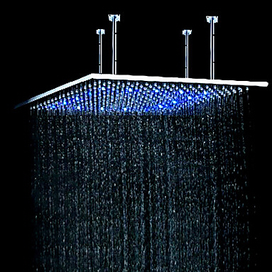 Contemporary 24 inch Stainless Steel Color Changing LED Light Shower Head - HS24F - Click Image to Close