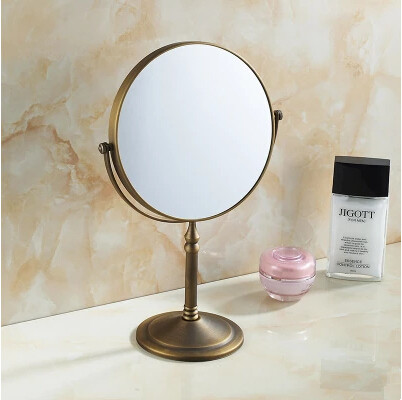 8 Inches Antique Brass Bathroom Desktop Make Up Mirror MB008 - Click Image to Close