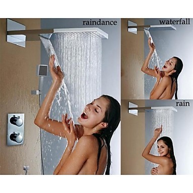 Wall Mounted Brushed Waterfall And Rain Shower Head N2397 - Click Image to Close