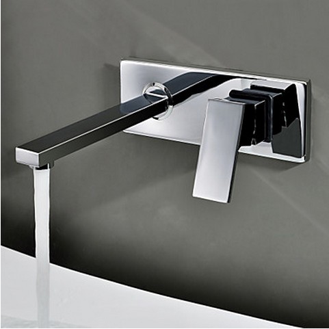 Contemporary Wall Mount Bathroom Sink Tap (Chrome Finish) TQ0482 - Click Image to Close