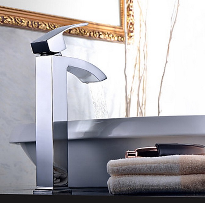 Contemporary Chrome One Hole Single Handle Bathroom Sink Tap TQ0531H - Click Image to Close