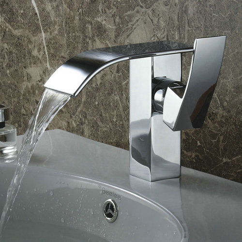 Contemporary Waterfall Bathroom Sink Tap (Chrome Finish) TQ3026 - Click Image to Close