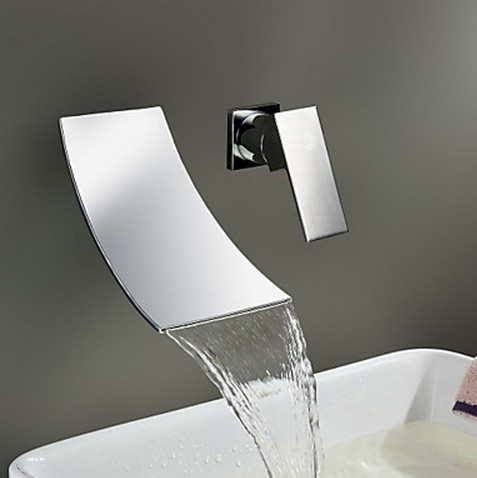 Waterfall Widespread Contemporary Bathroom Sink Faucet (Chrome Finish) TQ6015 - Click Image to Close