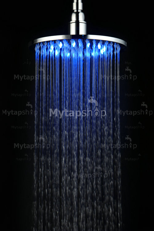 Contemporary 8 inch Stainless Steel Color Changing LED Light Shower Head RB08F - Click Image to Close